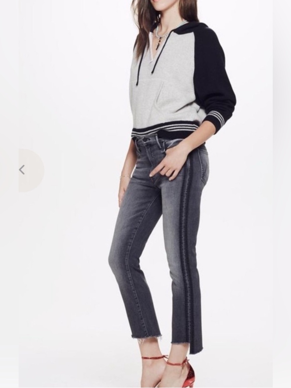 Mother Denim Insider Step Crop Fray in “Miss Moody Two Shoes Racer” size 28.